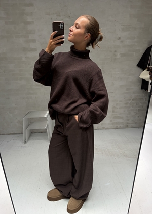 Alpha knit t-neck Dark Brown Melange Second Female